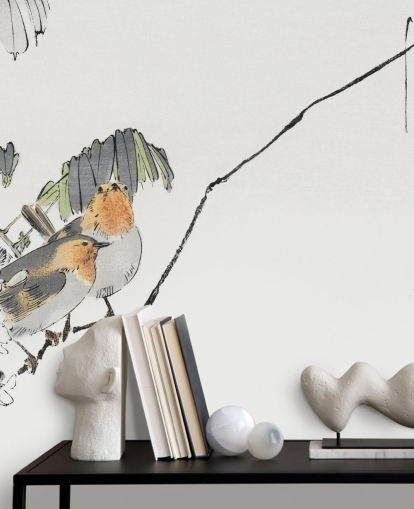 Decorazione murale con due passeri appollaiati su un ramo Decorazione murale con due passeri appollaiati su un ramo