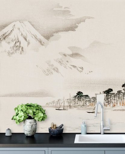 Papel pintado Vista del monte Fuji Papel pintado Vista del monte Fuji