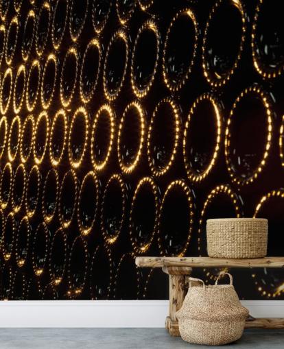 Decorazione murale con vino impilato