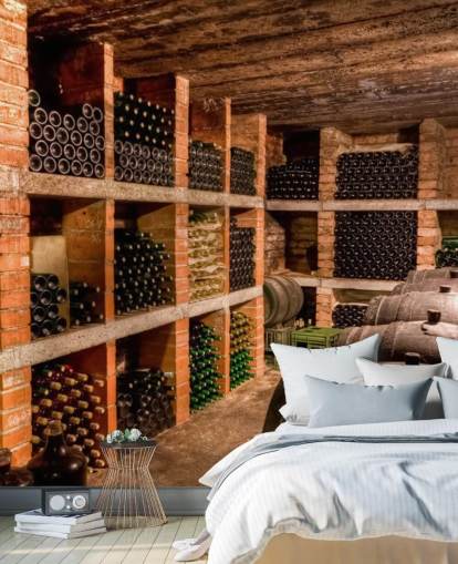 Shelved Wine Cellar Wallpaper
