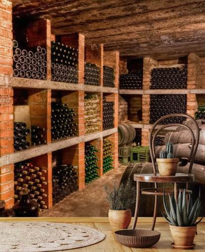 Carta da parati Shelved Wine Cellar Carta da parati Shelved Wine Cellar
