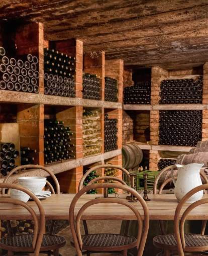 Shelved Wine Cellar Wallpaper