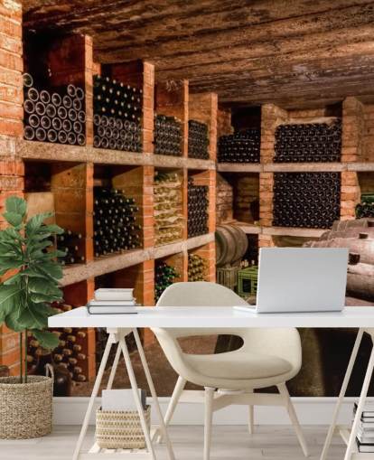 Shelved Wine Cellar Wallpaper