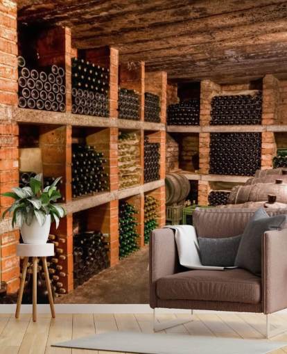 Shelved Wine Cellar Wallpaper Shelved Wine Cellar Wallpaper