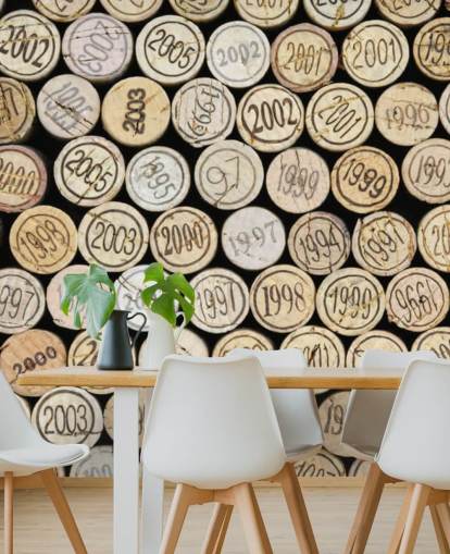 Papel pintado de corchos apilados