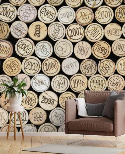 Papel pintado de corchos apilados