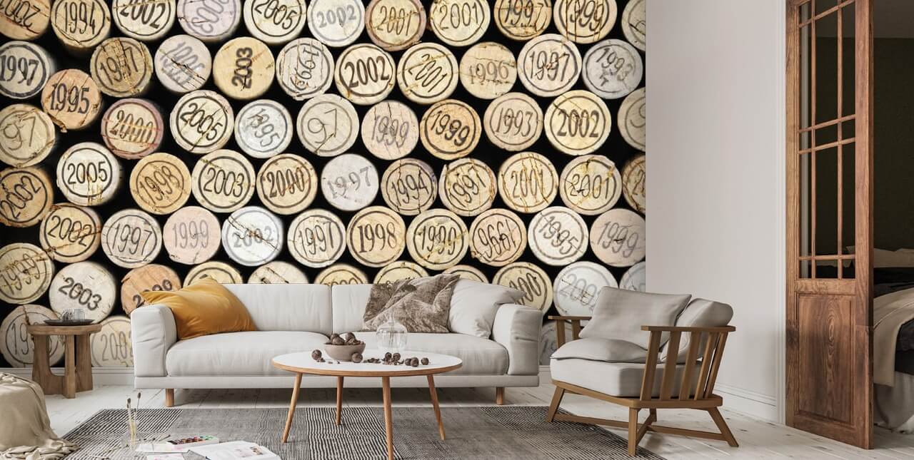 Wine Corks Stacked Wall Mural Wallsauce UK