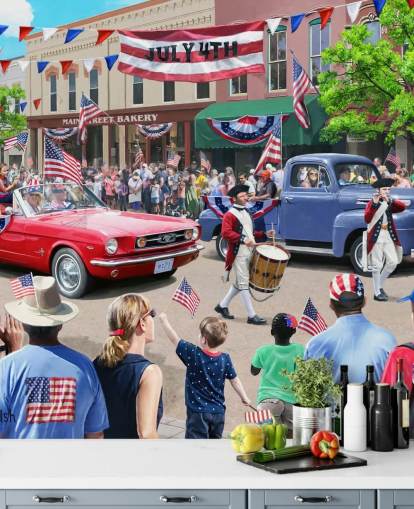 4 juli Parade Wallpaper Mural door Kevin Walsh