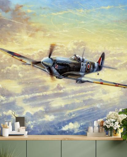 Flying Spitfire behang van Kevin Walsh