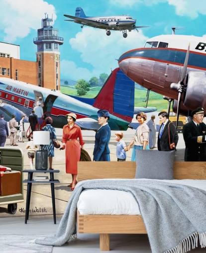 Mural de viagens aéreas vintage por Kevin Walsh Mural de viagens aéreas vintage por Kevin Walsh