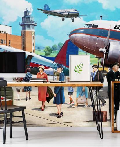 Vintage Airline Travel Mural van Kevin Walsh