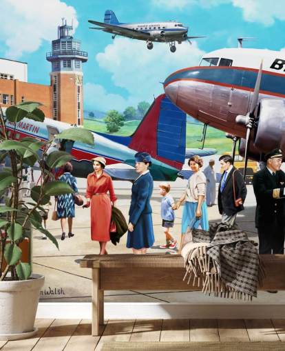 Vintage flyselskap Reise Mural av Kevin Walsh