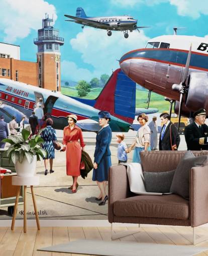 Vintage Airline Travel Mural by Kevin Walsh