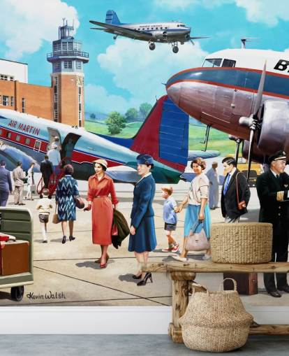 Vintage Airline Travel Mural by Kevin Walsh