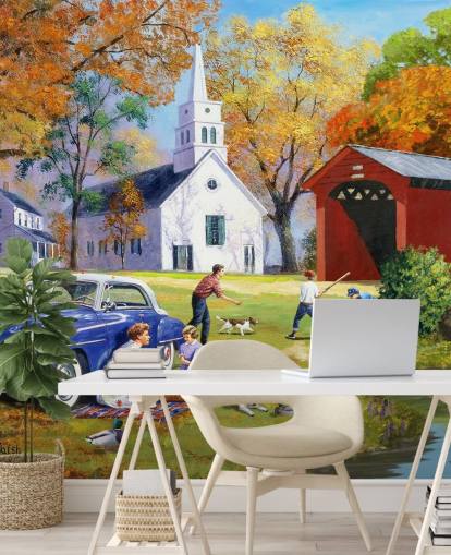 Decorazione murale Family Time by the River di Kevin Walsh