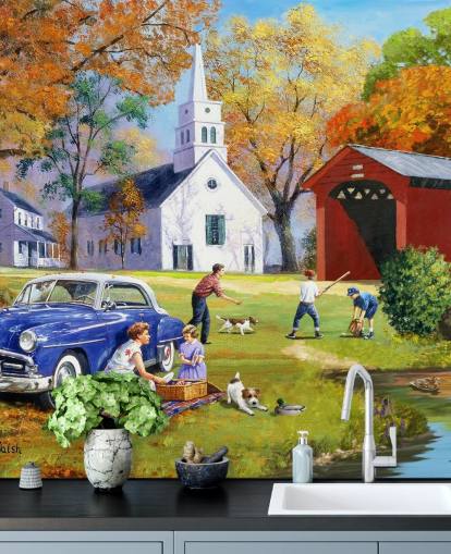 Family Time by the River Mural by Kevin Walsh