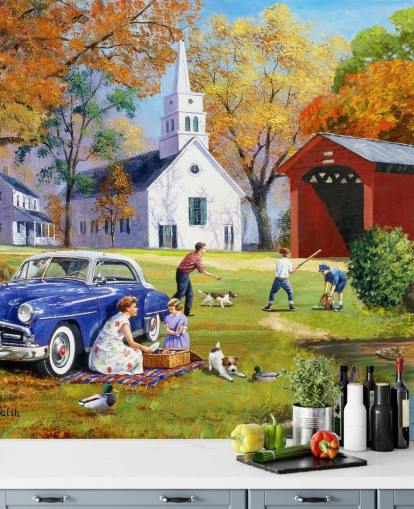 Decorazione murale Family Time by the River di Kevin Walsh