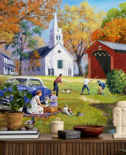 Family Time by the River Mural by Kevin Walsh