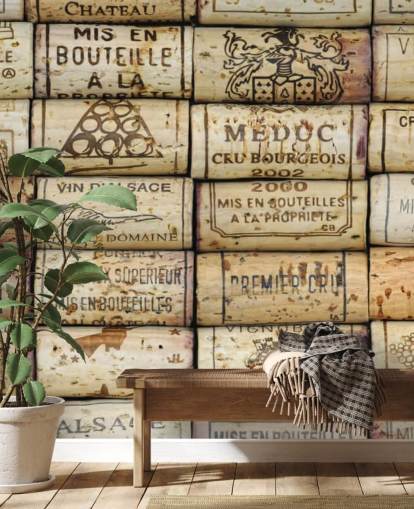 carta da parati murale personalizzabile marrone chiaro chiamata Wine Corks per cucine e cantine carta da parati murale personalizzabile marrone chiaro chiamata Wine Corks per cucine e cantine
