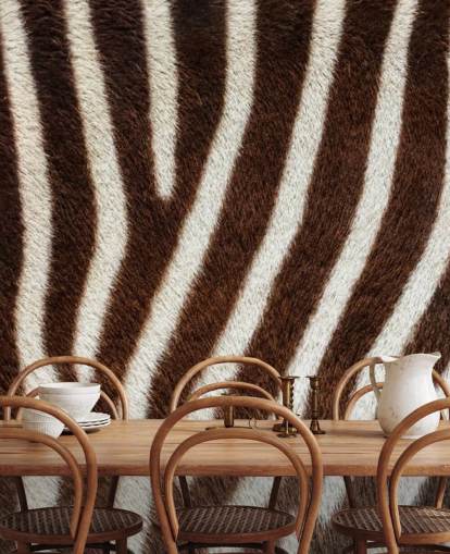 Bruine zebraprint behang muurschildering