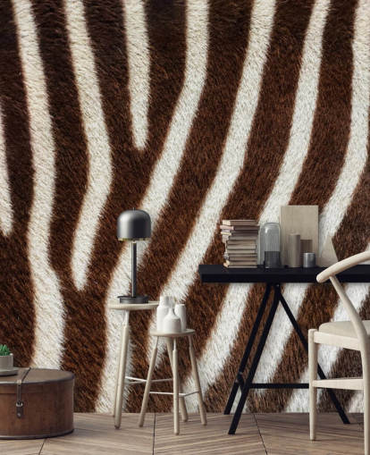 Brun Zebra Print Bakgrunn Mural