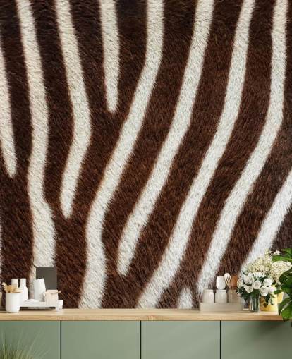 Bruine zebraprint behang muurschildering