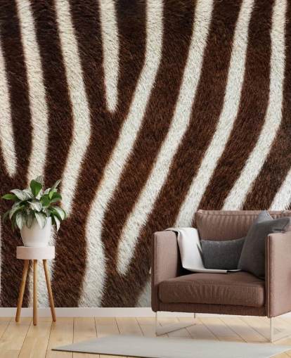 Bruine zebraprint behang muurschildering