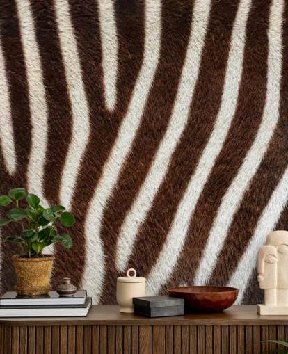 Papel pintado Estampado cebra marrón