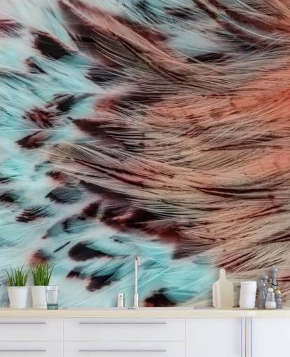 Blue and Pink Eagle Feathers Mural