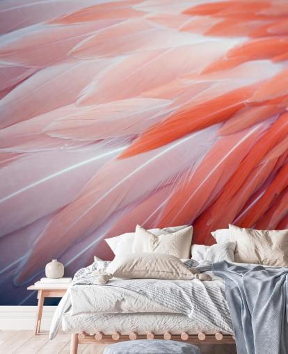Fabulous Flamingo Feathers Behang Muurschildering Fabulous Flamingo Feathers Behang Muurschildering