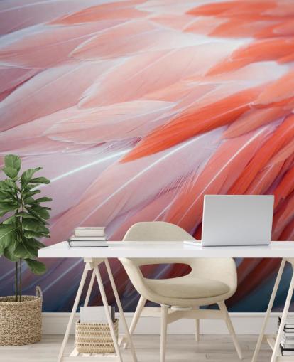 Fabulous Flamingo Feathers Behang Muurschildering Fabulous Flamingo Feathers Behang Muurschildering