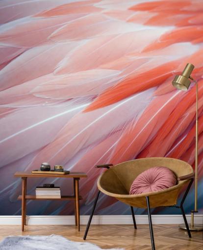 Papier peint de plumes de flamant rose fabuleux 
