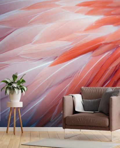 Fabulous Flamingo Feathers Behang Muurschildering 