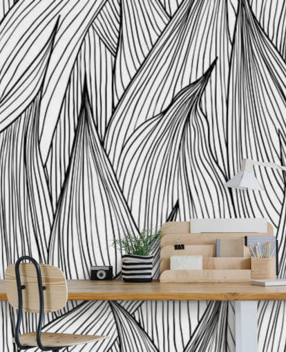 black and white illustrated leaves wallpaper black and white illustrated leaves wallpaper