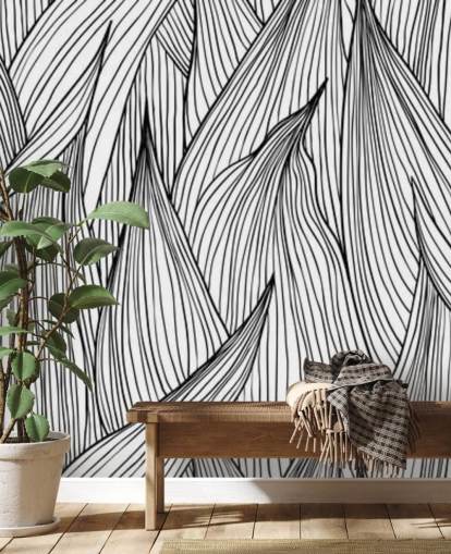 black and white illustrated leaves wallpaper black and white illustrated leaves wallpaper