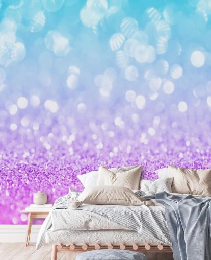 Abstract Blue and Purple Glitter Mural