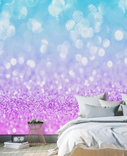 Abstrakti sininen ja violetti Glitter-seinämaalaus Abstrakti sininen ja violetti Glitter-seinämaalaus