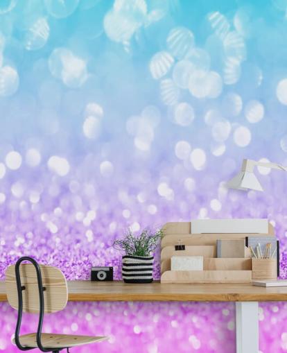 Abstract Blue and Purple Glitter Mural