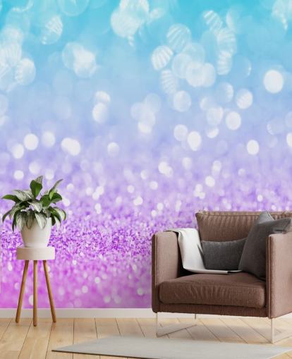 Abstrakti sininen ja violetti Glitter-seinämaalaus Abstrakti sininen ja violetti Glitter-seinämaalaus