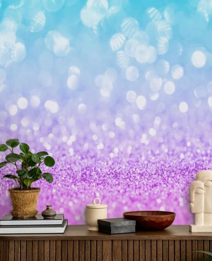 Decorazione murale con glitter blu e viola astratti
