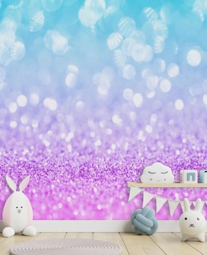 Abstrakt blå och lila Glitter väggmålning