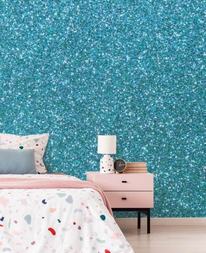 Blå Glitter Bakgrund Väggmålning Blå Glitter Bakgrund Väggmålning