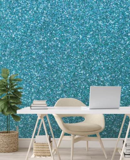 Carta da parati murale con glitter blu