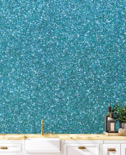 Carta da parati murale con glitter blu