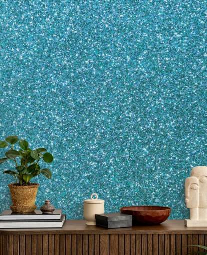 Blå Glitter Wallpaper Mural
