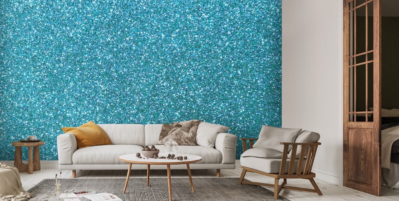 Tact Verbinding Onweersbui Blauwe glitter behang muurschildering | Wallsauce NL