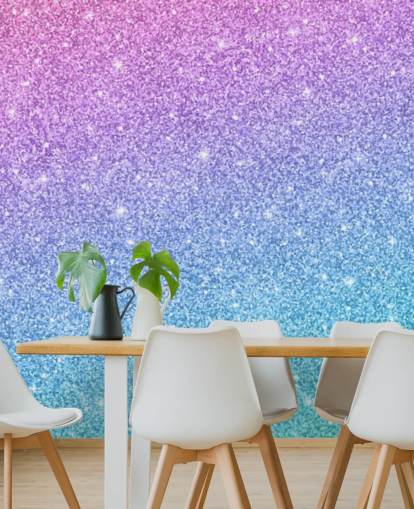 blue, pink and purple glitter wallpaper mural called Slanted Blue and Purple Glitter for kid's bedroom