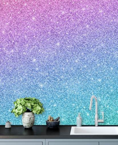 blaue, rosa und lila Glitzertapete namens Slanted Blue and Purple Glitter für Kinderzimmer