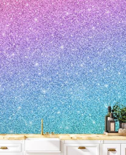blaue, rosa und lila Glitzertapete namens Slanted Blue and Purple Glitter für Kinderzimmer