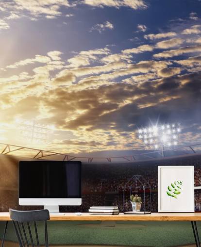 Decorazione murale con baseball al tramonto